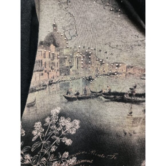 VTG Y2K CJ Banks Womens Wearable Art Hoodie Size 1X Black Embellished Grunge - Picture 3 of 8